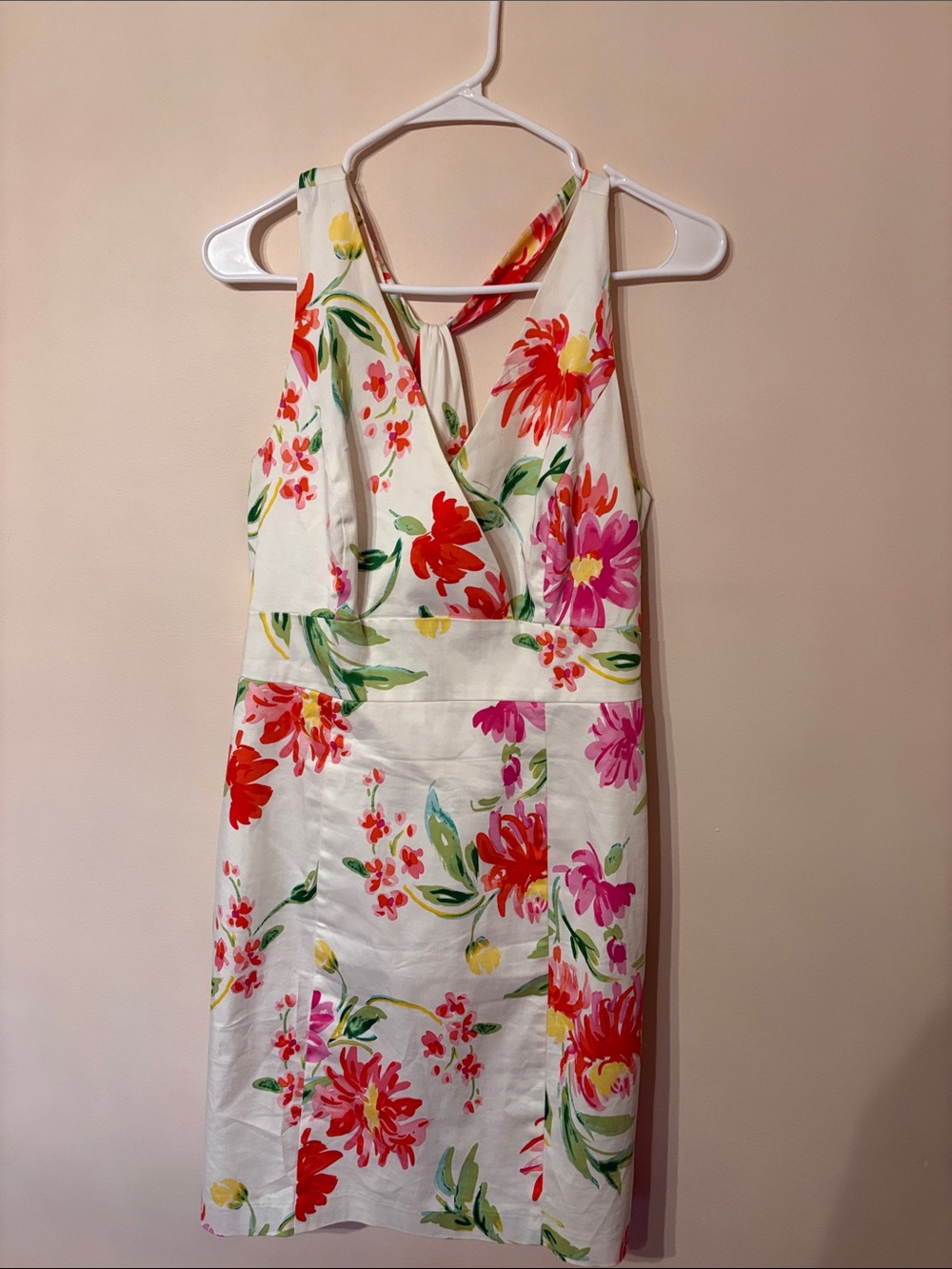 Tommy Hilfiger White Floral Midi Dress with Red & Pink Blooms